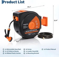 GRAVEE Retractable Garden Hose Reel 1/2x50 ft Wall-Mounted 180° Swivel Hose picture