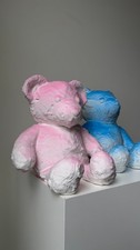 Daniel Arsham Cracked Bear Pair Pink & Blue 2018 Edition of 500 w/ Orig Boxes picture