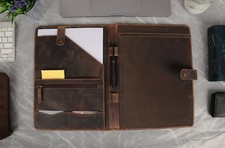 Leather Portfolio Folder with Button Closure Business Padfolio for Professional picture