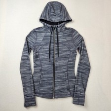 Lululemon Define Hooded Jacket Womens 6 Nulu Heathered Black Full Zip Thumbholes picture
