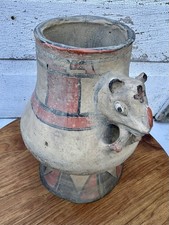 Vintage Southwestern Pottery Animal Effigy Vessel Hand Painted Folk Art picture