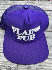 VINTAGE Plains Pub Hat Cap Snap Back Mesh Trucker Bar Advertising Mens 80s picture