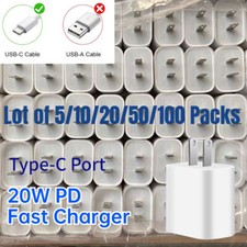 Bulk Lot 20W PD USB-C Fast Wall Charger Adapter For Phone 16 15 14 13 12 11 Pro picture