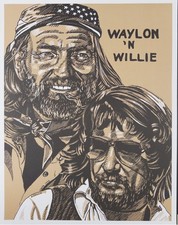 Pristine vintage Waylon and Willie lithograph by K. Chillis 1978 • MINT • RARE picture