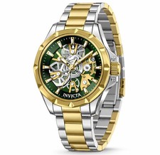 Invicta Men's Watch Objet D Art Quartz Green Skeleton Dial Two Tone Case 50381 picture