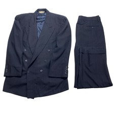 Joseph Abboud Collection Double Breasted Suit Mens 44 R Navy Striped Pants 36x31 picture