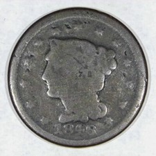 ***VINTAGE EARLY AMERICAN COPPER***1846 LARGE CENT G Y374 picture