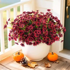 Artificial Mums Fall Flowers for Outdoors (12, Brown) picture