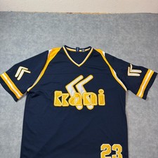 Kani Shirt Mens 2XL Blue 23 Mesh V-Neck Raglan Jersey Applique Athletic Top picture