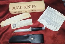 Vtg Buck Knife Pathfinder No. 105 U.S.A. + Old Box & Note & Guide Beautiful NM picture