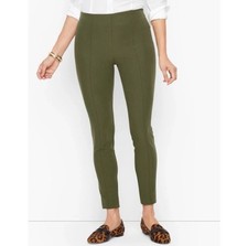 NWT Talbots Women’s Size 14 Green Cotton Blend Side Zip Ankle Portland Pant picture