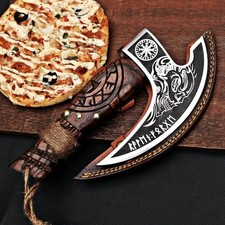 MR. CRAFT Pizza Cutter Axe Rocker Carbon Steel Slicer Chef Pizza Cutter Viking A picture