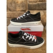 Skechers Street Arch Fit Arcade Arcata Black Canvas Sneakers Size Womens 11 New picture