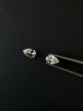 1.45 ctw Pear Shape Diamond Lab Grown 2pc Studs Earring Sidestones .75ct Each picture