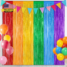 2 Pack Rainbow Backdrop Curtains, 3.28 FT X 7.05 FT Colofull Party Decorations, picture