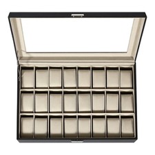 24 Slots Watch Box PU Leather Watch Case Jewelry Organizer Storage Display Box picture