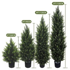 2Pack Artificial Cypress Trees, Faux Cedar Topiary Shrubs Indoor Outdoor Decor picture