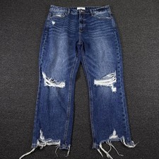 Lovervet by Vervet Jeans Women 31/13 LV1166 Blue Distressed Straight Leg EUC picture