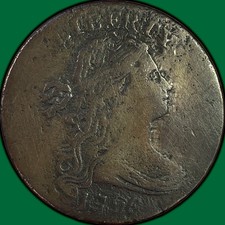 1796 Reverse of 1795 Draped Bust Large Cent Fine F Coin, Tooled #49394 picture