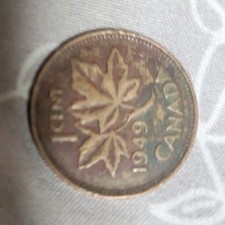 1949 Canada Small Cent Bronze King George VI Maple Leaf Coin picture