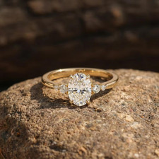 4.10CT Oval E/VS Lab Grown Diamond Solitaire Engagement Ring 14k Yellow Gold1 picture