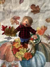 NWT❤️Annalee 5” Leaf Pile Pals🍁Kid With Dog🐶2021 Exclusive~Mint🍁Only 250 AIA picture