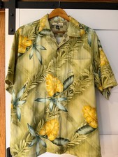 Vintage Tommy Bahama Mens Short Sleeve Shirt Medium Silk Yellow Tropical picture
