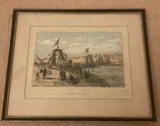 Antique Vintage Colour Jules Arnout Lithograph Print Picture Chain Pier Brighton picture