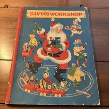 1951 1st Edition SANTA'S WORKSHOP Children Pop-Up Book Colorful Retro Christmas picture