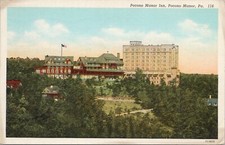Linen PC * Pocono Manor Pennsylvania View of Pocono Manor Inn Hotel 1938 picture