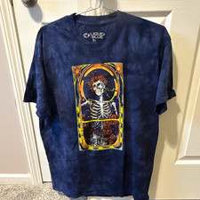 Liquid Blue Grateful Dead Skeleton Graphic Men’s T-Shirt XL Blue Crew Neck picture