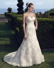 Casablanca Bridal Champagne/Ivory/Silver Strapless Wedding Gown Size 10 $1980 picture