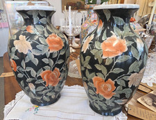 Matching Pair Vintage Chinese Rose Vases ELEGANT picture