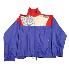 Spyder Windbreaker Jacket Mens L Blue Red Vintage 90s Spider Web Colorblock Zip picture