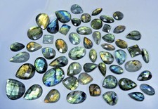 1Kg. NATURAL LABRADORITE CHECKER CUT MIX CABOCHON LOOSE GEMSTONE 120Pcs LOT picture