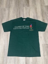 Vintage 1996 Atlanta Olympics T Shirt Large Hanes Heavyweight Double Sided 90s picture