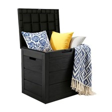 35 Gallon Outdoor Storage Box Waterproof, Resin Deck Box with Lockable Lid picture
