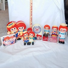 Vintage Lot of Raggedy Ann Andy Doll Collectibles Toys: Bank, Clock, Charm +more picture