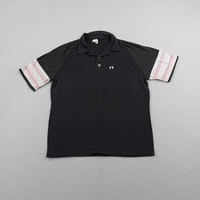 Vintage Hang Ten Polo Shirt Mens Medium Black Striped Raglan Surf Beach 70s USA picture