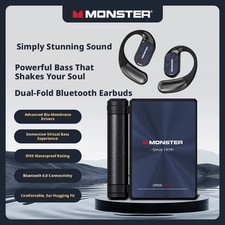 New MONSTER Bluetooth Earphones Noise-Canceling Wireless Bio-Fiber blue colour picture