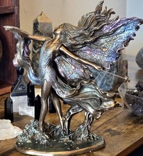Bronze Fairy Figurine Statue with Iridescent Wings, Veronese statue collectable, picture