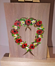 ACEO Original Painting Art Card Acrylic, Poppy Wreath by Jayne picture