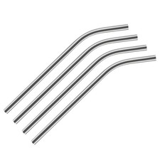 4Pcs Reusable Metal Straws Stainless Steel Bent Straw 8.5