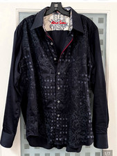 Robert Graham Classic Fit XL Long Sleeve Black Geometric Cotton Button-Up picture