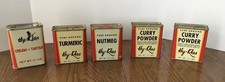 Vintage Hy-Klas Spice Tins, Lot of 5,Curry Powder, Nutmeg, Turmeric, Cr of Tarta picture