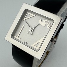 AKTEO France Quartz Watch Unisex 50m Silver Steel Square Leather New Battery picture