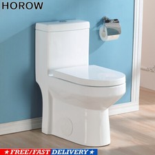 HOROW One Piece Toilet Bathroom Compact 0.8/1.28GPF Dual Flush W Soft Close Seat picture