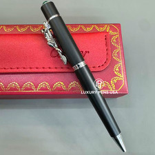 CARTIER Panthère Large Matte Black Silver Tone Ballpoint Pen Luxury Rare  picture