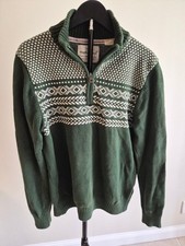 Weatherproof Vintage Men's Green Cotton Pullover Sweater with Half-Zip 0095 picture