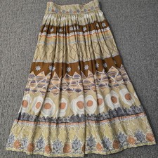 Vtg Dorothy Schoelen Celestial Novelty Print Button Maxi Skirt Boho Whimsigoth 8 picture